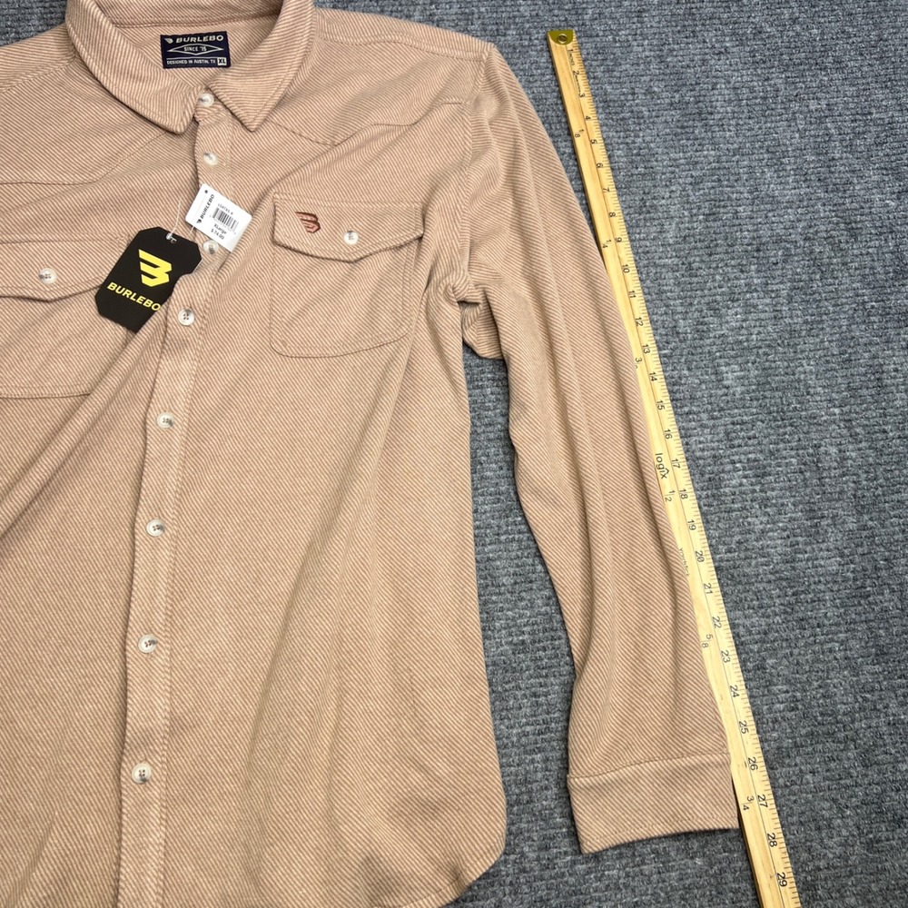 Burlebo Mens XL Western Button Down Shirt Tan Khaki Twill Long Sleeve NWT - Picture 9 of 9